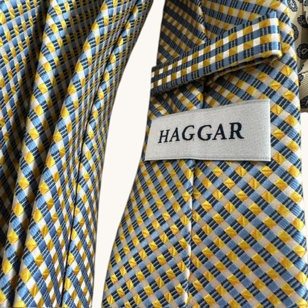 Lot of 8 Mixed Gold Yellow Mens Silk Neckties Nautica Haggar Morgan Hart Vintage - Picture 6 of 16